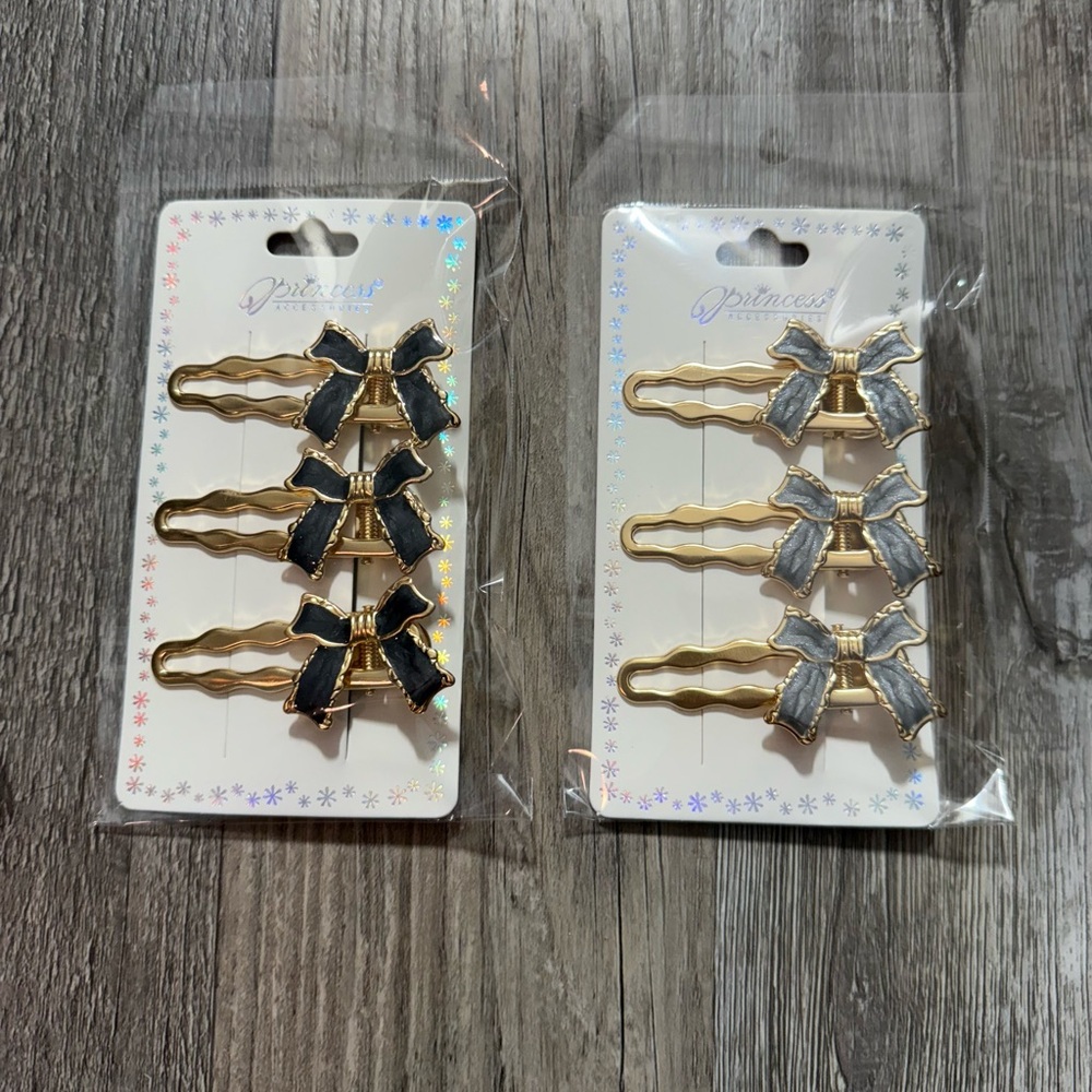 3/$30***Hair Clips Set - Gray Bow Hairpins for Girls & Women NWOT